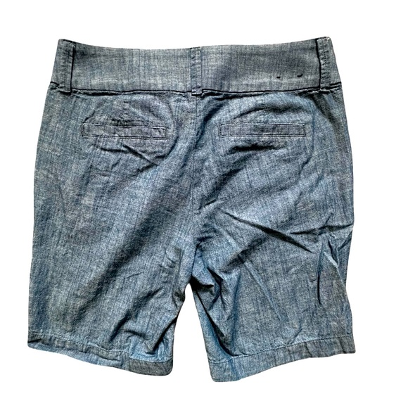 J. Crew Chambray Bermuda Shorts Flat Front Blue Women Size 0. - Picture 2 of 16
